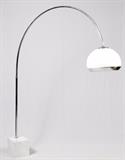 Lot#1104, ITALIAN MARBLE & ALUMINUM FLOOR LAMP, H 102", W 76"An adjustable chrome arm fitted to a white marble block base, which measures H.9" x W.11" x D.9".  Marked at the interior of the shade 'Made in Italy'.