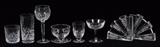 Lot#1174, WATERFORD 'LISMORE' CRYSTAL BARWARE, STEMWARE & BOOKENDS, 39 PIECES.Including 12 highball glasses, H.5 3/4", 8 champagnes, H.4 1/8", 7 old fashioned glasses, 2 wine hocks, H.7 1/2", 4 juice glasses, 4 footed dessert bowls, and 2 bookends, W.5 1/2".  A total of 39 pieces.