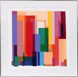 Lot#1383, BARBARA LYNCH ZINKEL (AMERICAN, 20/21ST C.), SILKSCREEN, 32" X 33", 'SUNRISE'Pencil signed. #6/250. Robert Kidd Gallery label. Primary colors, abstract composition of blocks.  Barbara Lynch Zinkel  resides in Birmingham, Mi. She has published more than 30 limited edition silkscreens with  no  more than 250 silkscreen images in each edition.