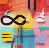 Lot#1384, JOSEPH STABILITO, (B. 1955) ACRYLIC ON CANVAS, 30" X 30", ABSTRACT..Not framed.  Signed on the reverse.