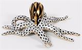 Lot#1404, HEREND PORCELAIN OCTOPUS, H 2", W 5"An octopus in black fishnet pattern, measuring W.5 1/2".  Signed at the underside.