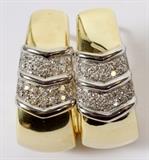 Lot#16, GARBER 1.00CT DIAMOND & 18KT YELLOW GOLD HOOP EARRINGS, PAIR, H 1 3/8".A pair of 18kt yellow gold, elongated partial hoop earrings, set with a total of 1.00cts in diamonds.  The diamonds are G-color and VS-2 clarity.  Weighing approximately 23.5 grams.