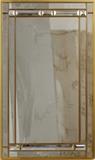 Lot#120, BEVELED MIRROR, H 30", W 18"In brass frame. Actual size 30 1/4" x 18 1/4".