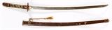 Lot#151, JAPANESE KATANA METAL SWORD, WWII, METAL HILT AND STEEL BLADE, L 27"