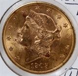 Lot#166, $20.00 LIBERTY HEAD/EAGLE 1903-P, RARE GOLD-COIN,Mintage 287,270 Minted For 1903 Grade MS-63 Choice Uncirculated - Some distracting contact marks or blemishes in prime focal areas.  Impaired luster possible. On the Obverse Liberty Head the Luster appears dull. The reverse side, has a mirror like finish. Designer James B. Longacre. - See Both Pictures for Close-up.Njd.   -    -    -
