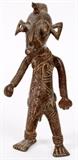 Lot#316, AFRICAN BRONZE FIGURE, H 8"A male figure standing erect, wearing a mask and costume, with arms away from the sides. Designed hole in the back.