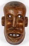Lot#323, AFRICAN, CARVED WOOD MASK, H 8", W 4"Open eyes and mouth.