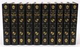 Lot#376, DIARY OF SAMUEL PEPYS, TRANSCRIBED BY REV. MYNORS BRIGHT M.A., LEATHER BOUND, 1923, 10 VOLUME SET, H 8", W 6"Pub. G. Bell & Sons Ltd. Cambridge, London, 1923. Blue leather boards, blue 1/4 leather bindings and corners, gilt upper edges, hand cut pages. 10 volume set. See photo for titles.