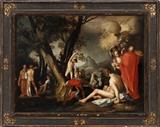 Lot#2002, ATTRIBUTED TO ABRAHAM BLOEMAERT (DUTCH, 1564-1651), OIL ON CANVAS, H 24", L 32", BAPTISM OF CHRIST..From a prominent Bay City collector. Thomas Agnew, London label on reverse. Larger version is in the collection of the National Museum of Canada, Toronto. Purchased by consignor from Delores Gray Crevolin, 57Th St East, New York in 1981.
