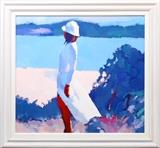 Lot#2017, NICOLA SIMBARI (ITALIAN, 1927-2012), OIL ON CANVAS, H 42", W 46", "WHITE DRESS"Signed lower right. Born 1927 San Lucido, Italy. Died 2012