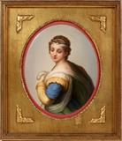 Lot#2032, K.P.M. PAINTING ON PORCELAIN, SANTA BARBARA, C. 1900, H 10", W 8",German; oval format; gilt frame.