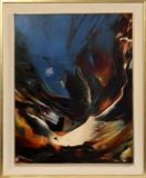 Lot#2035, LEONARDO NIERMAN (MEXICAN, B. 1932), ACRYLIC ON MASONITE, H 32", W 40", "CRATER"Signed. Circa 1977. Frame size: 39" x 48". Title on reverse.