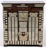 Lot#2241, CHINESE WOOD CHEST, C. 1920, H 40", L 38", D 19"Having three upper drawers above a fall front with three interior drawers.