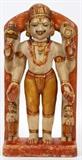 Lot#2214, CARVED POLYCHROME HARDSTONE SCULPTURE, H 16", L 8", SHIVA,Featuring a central Shiva flanked by two smaller subjects.