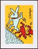 Lot#2336, AFTER KEITH HARING (AMERICAN, 1958-1990), COLOR SERIGRAPH, H 28", W 20", BUNNY ON THE RUN.Published in 1990 by Playboy Magazine in conjunction with the Haring Estate, ed. 1000.  Marked "Special Editions, Ltd. 1990".  Framed (no glass).