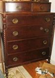 Sheraton style tall chest of drawers 