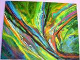 Large oil on canvas of abstract, signed lower right "Bickford"