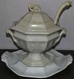 Large Ironstone soup tureen with ladle. Undertray by association.