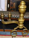Closeup of brass andirons