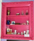 Hot pink painted curio cabinet