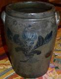 3 Gallon Signed John Eberly Strasburg, VA stoneware crock, decorated in slip on both sides. NICE CONDITION