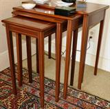 Nesting set of inlaid tables, unmarked, appears to be workshop of Biggs