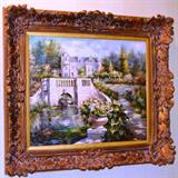 Decorative oil on canvas of castle landscape