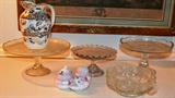 Selection of antique cake stands and other pattern glass