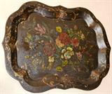 Antique Chippendale hand painted tole tray.  Many more tole trays available