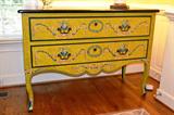 Decorative painted 2 drawer Continental style chest of drawers