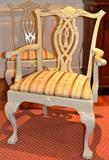 6 Chippendale style painted chairs.  2 arm and 4 side