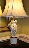 Painted white 3 cherub lamp