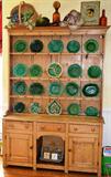19th century English stripped pine welsh dresser.  Pictured here with 19th century Majolica (not all will be available)