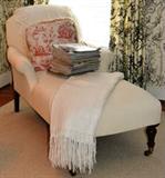 Muslin covered chaise lounge