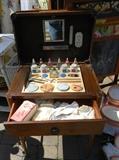 Neat Vintage cosmetic table filled with original tolietries