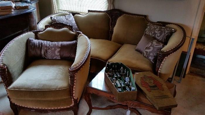 Antique Victorian Sofa & Chair.