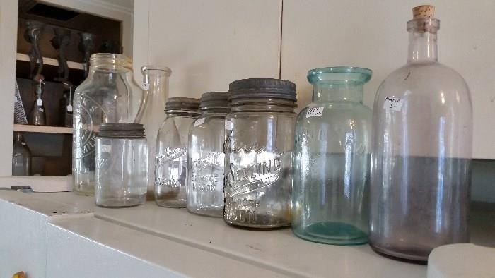 Hundreds of antique canning jars
