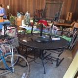 #78 Black Metal Table with 4 springy Chars $150 