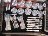 sterling silver: Gorham flatware pattern is English Gadroon.  candlesticks