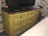 Mid-Cen yellow dresser with marble top