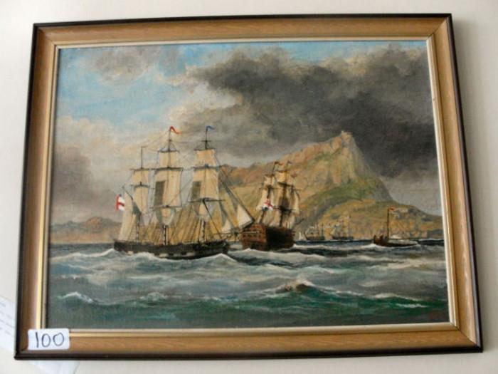  This is 1 of 14 Paintings by the artist.  Gibraltar Oil Painting, Artist Lawrence E. Donnison