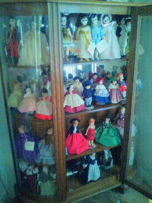 Second Bow Front China Cabinet with Madame Alexander Dolls