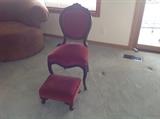 Victorian accent chair and ottoman