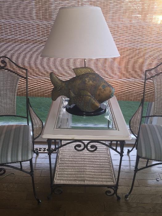 Fish lamp and 3 piece table & chairs set