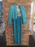 Two piece aqua evening dress and jackeet