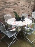 White patio table with 4 chairs
