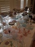 Large selection of glass ware, candle holders, and bowls