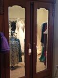 Exceptional antique mirrored front wardrobe
