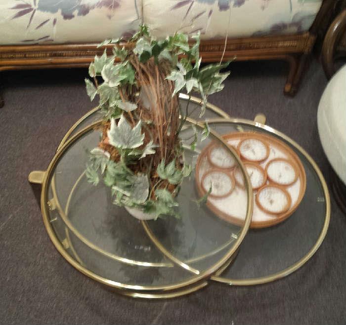 glass/brass 3 tier table
