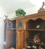 oak bookshelves and entertainment center